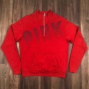 Pink Victoria Secret Womens Red 1/4 Zip Sweatshirt